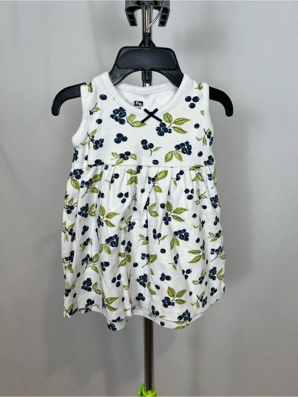 Navy Cardigan & White Blue Berry Print Baby Dress 6-9 months 100% Cotton
